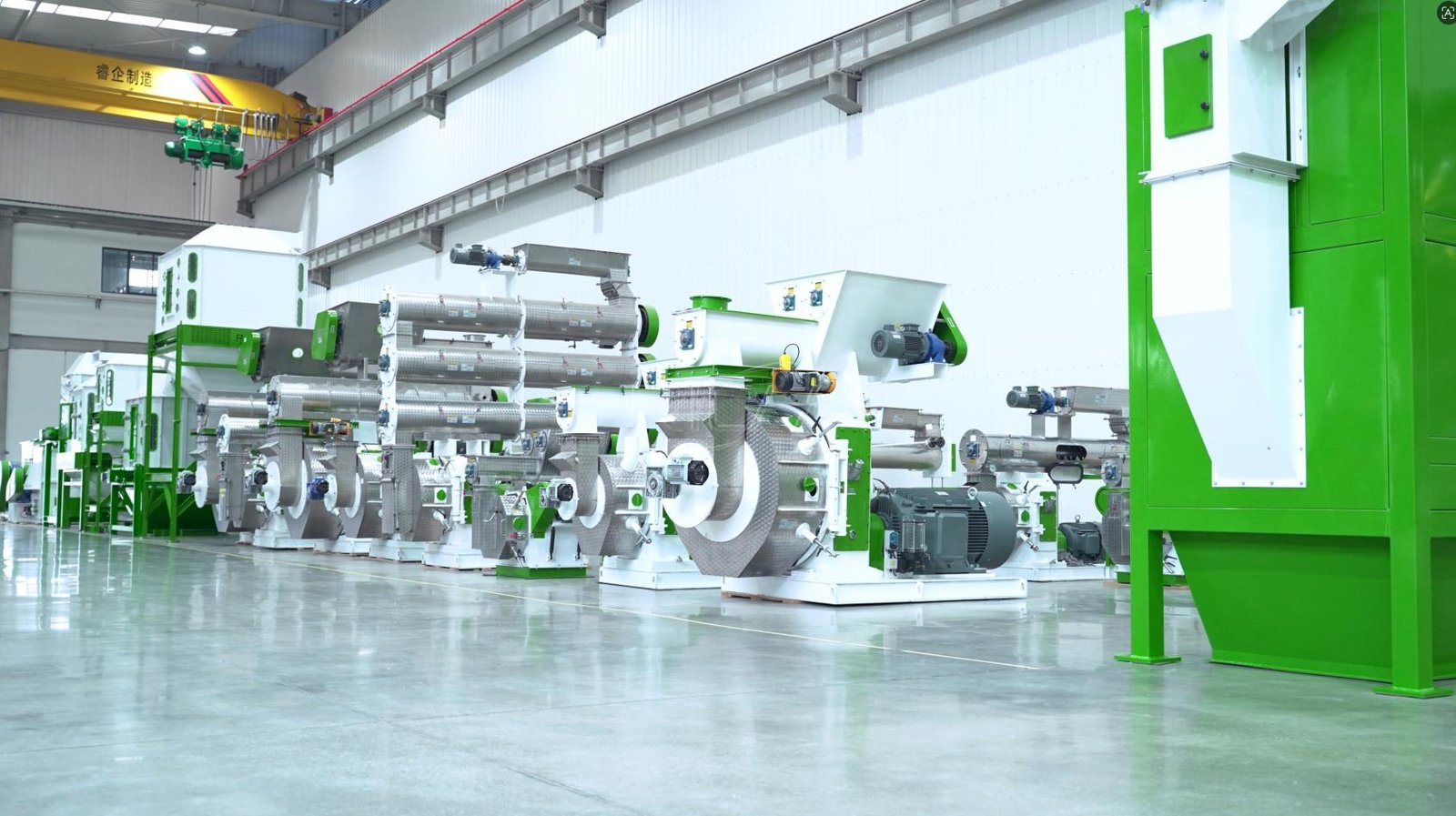 Pellet machines in a manufacturing workshop awaiting project-specific compliance review